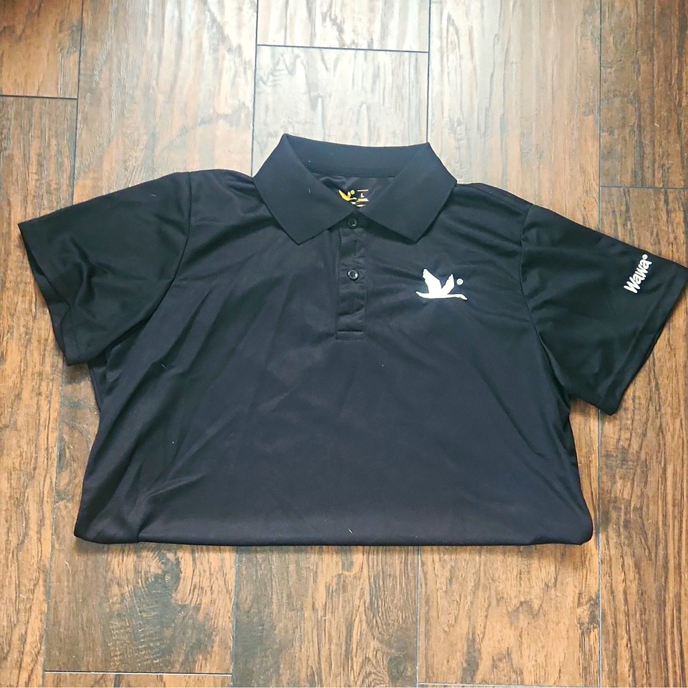 Goose pride! Wawa Women's Black Polo Shirt L Short Sleeve Embroidered Logo Golf